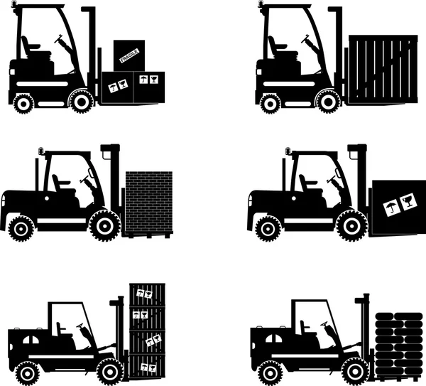 Forklifts. Heavy construction machines. Vector illustration — Stock Vector