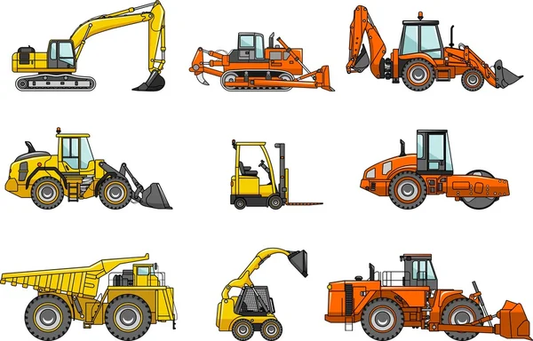 Set di macchine da costruzione pesanti. Illustrazione vettoriale — Vettoriale Stock