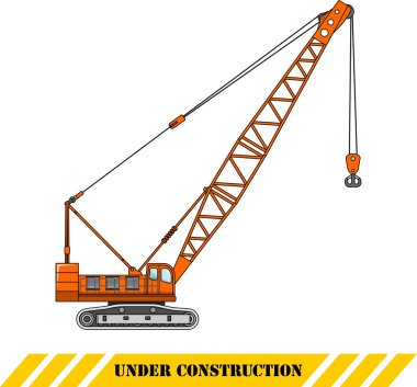 Crane. Heavy construction machines. Vector illustration clipart
