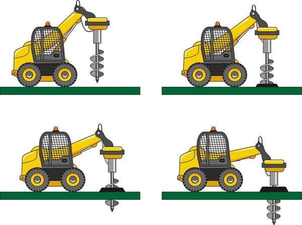 Equipo de perforación. Máquinas de construcción pesada. Ilustración vectorial — Archivo Imágenes Vectoriales