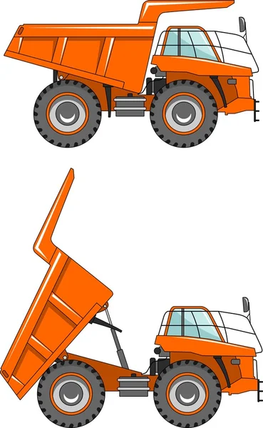 Uit-snelweg vrachtwagens. Zware mijnbouw vrachtwagens. Vectorillustratie. — Stockvector