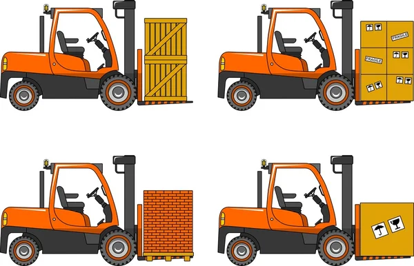 Forklifts. Heavy construction machines. Vector illustration — Stock Vector