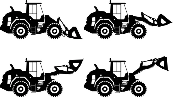 Cargadores de ruedas. Máquina de construcción pesada. Ilustración vectorial — Archivo Imágenes Vectoriales