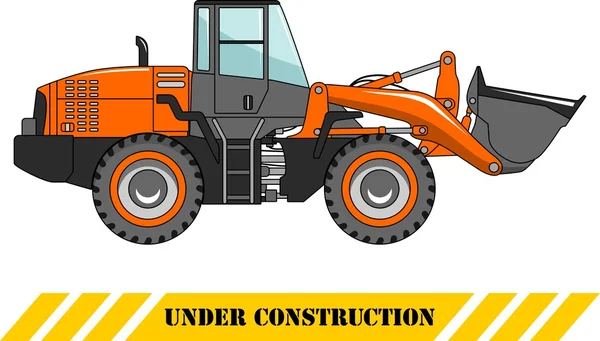Wheel loader. Heavy construction machine. Vector illustration — Stock Vector