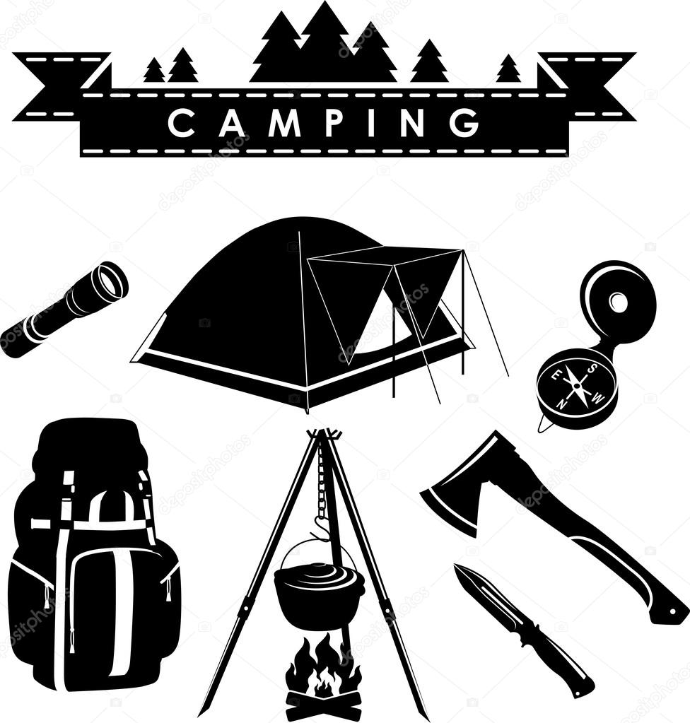 Camping set. Vector illustration.