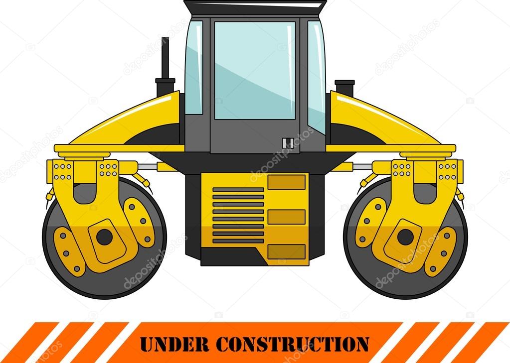Compactor. Heavy construction machine. Vector illustration