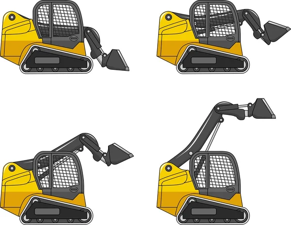 Cargadores de minicargadores. Máquinas de construcción pesada. Ilustración vectorial — Archivo Imágenes Vectoriales