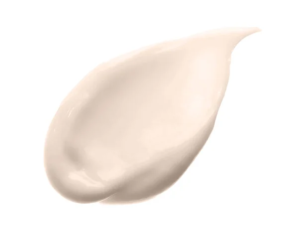 Ivory kosmetische Creme Wisch isoliert auf weiß. Hautpflege-Lotion Textur kosmetischen Abstrich. Gesichtscreme mit Kollagen. — Stockfoto