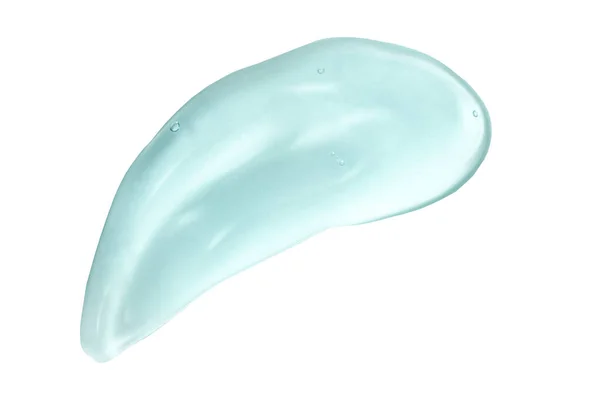 Acido ialuronico siero blob sbavatura sbavatura isolato. Trasparente texture gel blu skincare Primo piano del campione di prodotto gelatinoso. Liquido per la cura della pelle di bellezza, shampoo, detergente, lubrificante, campione igienizzante. — Foto Stock