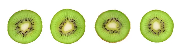 Closeup plak groene kiwi 's geïsoleerd op witte achtergrond — Stockfoto