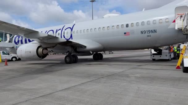 Philipsburg Sint Maarten Може Мати 2021 Американських Авіакомпаній Міжнародному Аеропорту — стокове відео