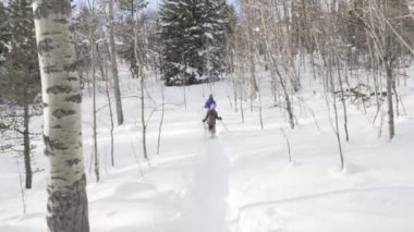 Banff Alberta Kanada yakınlarında kar ayakkabısı giyen çocuklar..