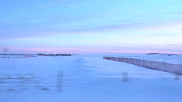 Rocky View County Alberta Kanada Februar 2021 Winterpräriefahrt Entlang Ländlicher — Stockvideo