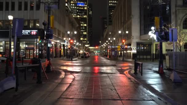 Calgary Alberta Kanada Marca 2021 Śledzenie Ruchu Wzdłuż Stephen Avenue — Wideo stockowe