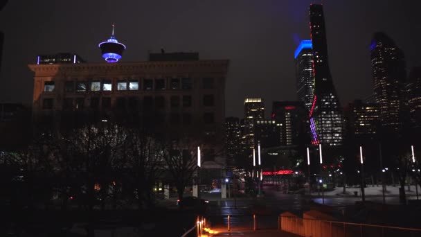 Calgary Alberta Kanada Marca 2021 Śledzenie Ruchu Śródmieściu Zabytków Budynków — Wideo stockowe