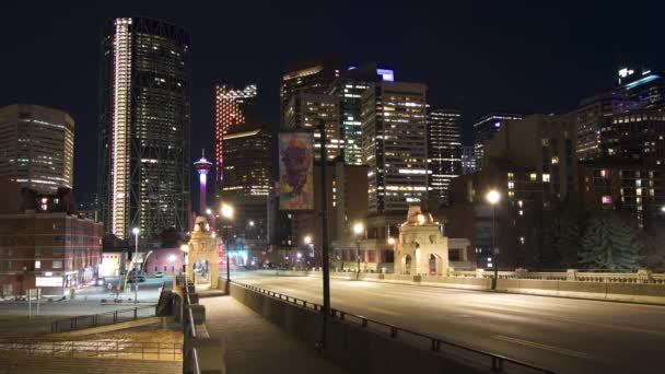 Calgary Alberta Canada Maart 2021 Een Nachtelijk Tijdsverloop Van Een — Stockvideo