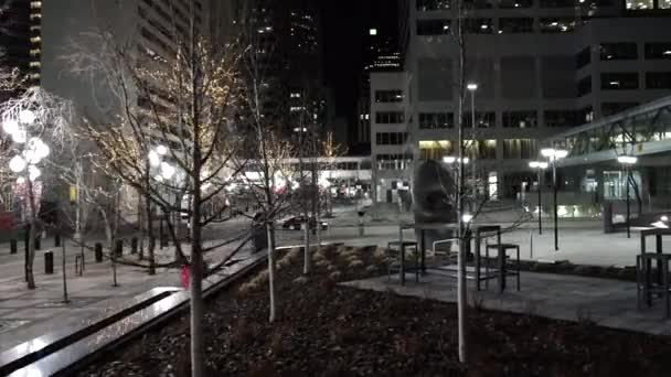 Calgary Alberta Canada April 2021 Tracking Motion Empty Downtown Centre — Stockvideo