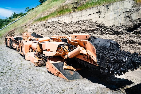 Vintage coal mining machine on display at the Bellevue Coal Mine in Alberta Canada.