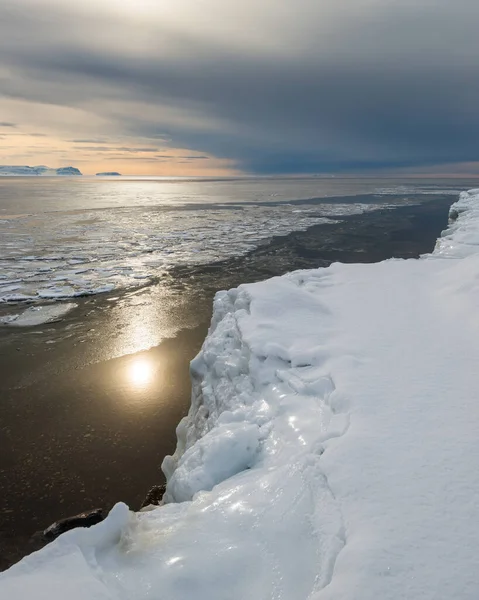 Vista Perto Mar Partir Costa Congelada — Fotografia de Stock