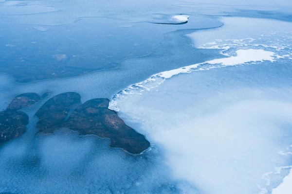 Closeup View Frozen Surface Water — Stock Photo, Image