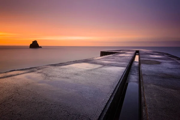 Jetty Misty Seascape Funchal Madeira Portugal — Stock Photo, Image