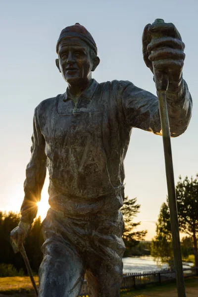 Statue Edy Sixten Jernberg Limed Forsen Dalarna Sweden Stock Photo