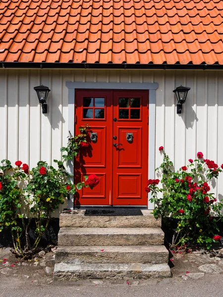 Mooie Oude Huizen Een Smalle Straat — Stockfoto