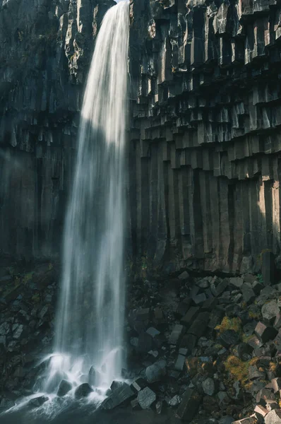 Pohled Vodopád Svartifossu Island — Stock fotografie