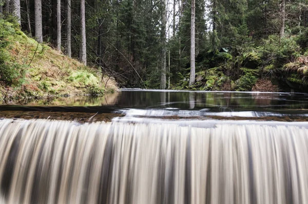 Liten Vacker Vattenfall Skogen — Stockfoto