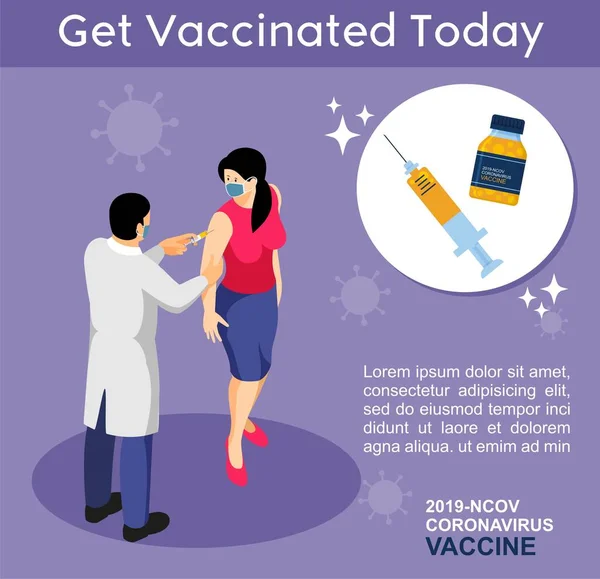 今日はワクチン接種だ コロナウイルス Covid 19ワクチン接種意識概念 平面図 — ストックベクタ
