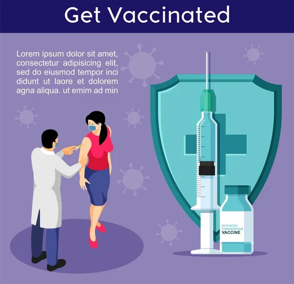 Get Vaccinated Today Corona Virus Covid Vaccination Awareness Concept Flat — Stock Vector
