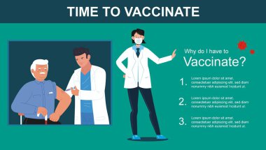 Aşı zamanı geldi. Corona Virüsü, Covid-19 aşı farkındalığı.