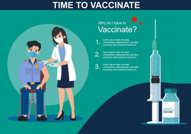 Aşı zamanı geldi. Corona Virüsü, Covid-19 aşı farkındalığı. 