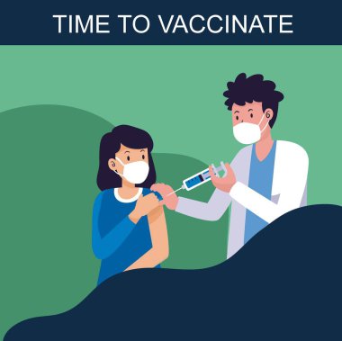 Aşı zamanı geldi. Corona Virüsü, Covid-19 aşı farkındalığı.