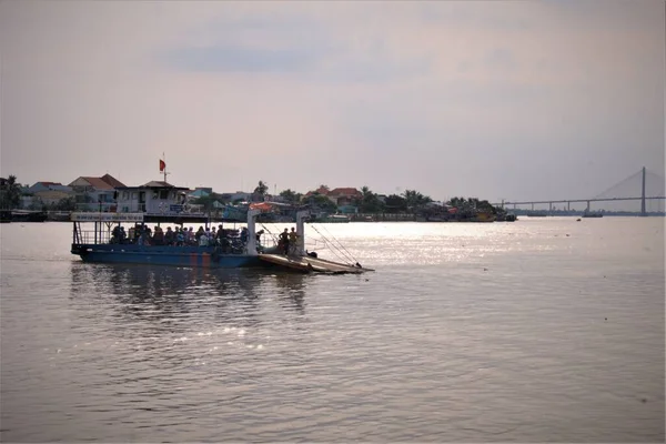 Boat Runs Tien River — Stock Photo, Image