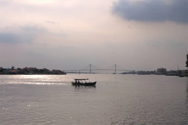 Boat Runs Tien River — Stock Photo, Image