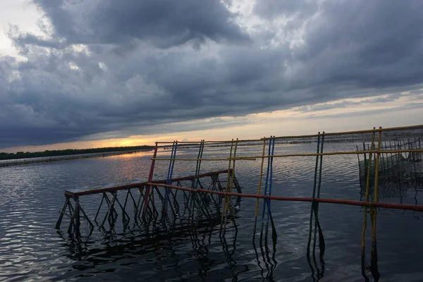 Sunset on Tam Giang lagoon in Hue, Viet Nam