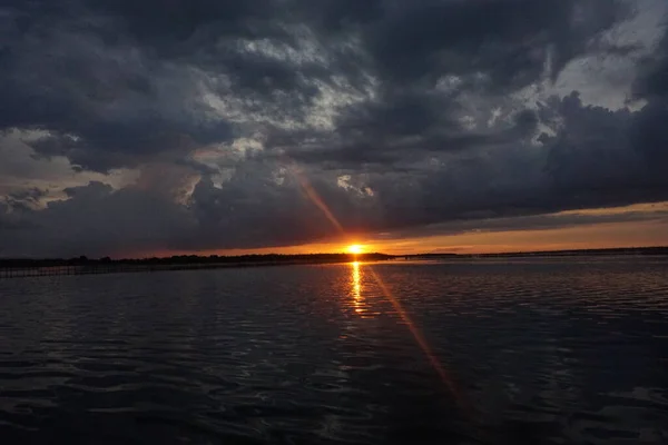 Захід Сонця Лагуні Джанг Єтнам — стокове фото