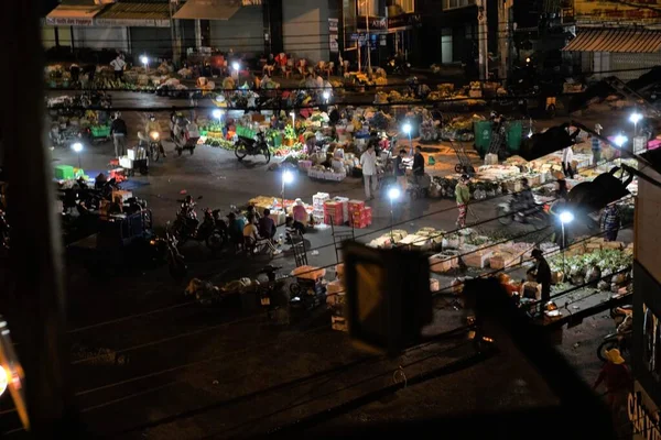 Groothandelsmarkt Voor Groenten Vroeg Ochtend Binh Thuan — Stockfoto