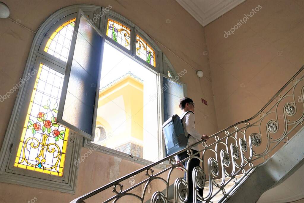 Portrait of the man at the art museum