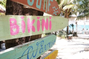 Sülf, bikini, dalgalar, Henry, plajda işaret.