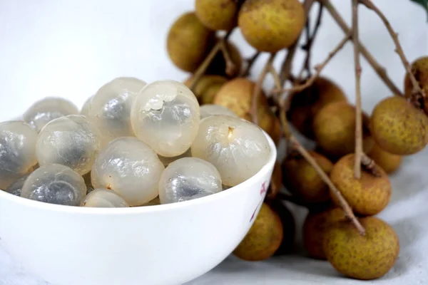 Dimocarpus Longan Közismert Nevén Longan Egy Trópusi Faj Amely Termel Jogdíjmentes Stock Fotók