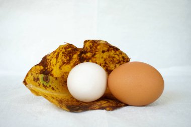 Tavuk yumurtası kasede, sarı yaprak