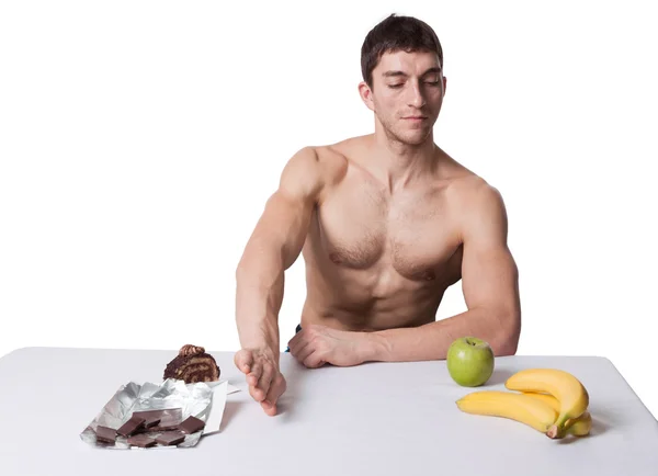 Adam meyve ve kek — Stok fotoğraf