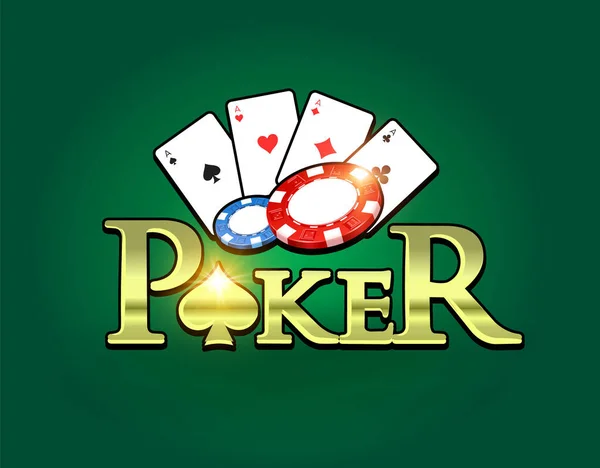 Logo Del Juego Poker Sobre Fondo Verde Juego Cartas Juego — Vector de stock