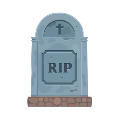 Mezar taşı taştan yapılmış ve çok eski görünüyor. Simge. Vektör illüstrasyonu