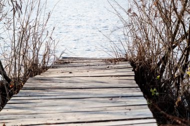 Nehirdeki tahta köprü