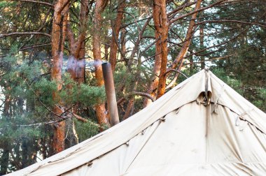 Yeşil çadır, kamp, Kamping, ormanda