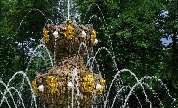 La corona fontana nel giardino estivo di San Pietroburgo, Russia — Foto Stock