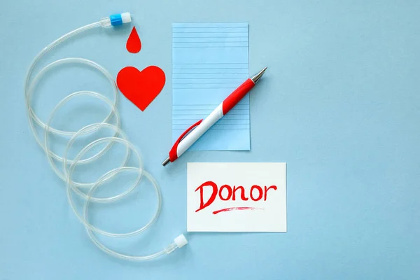 Concept Donation Red Heart Next Pen Note Sheet World Donor — Stock Photo, Image